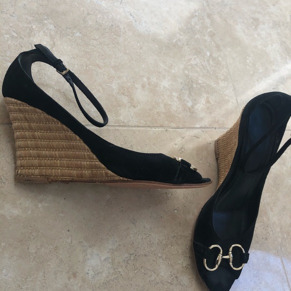 GUCCI horse bit suede wedge heels - Picture 2 of 8